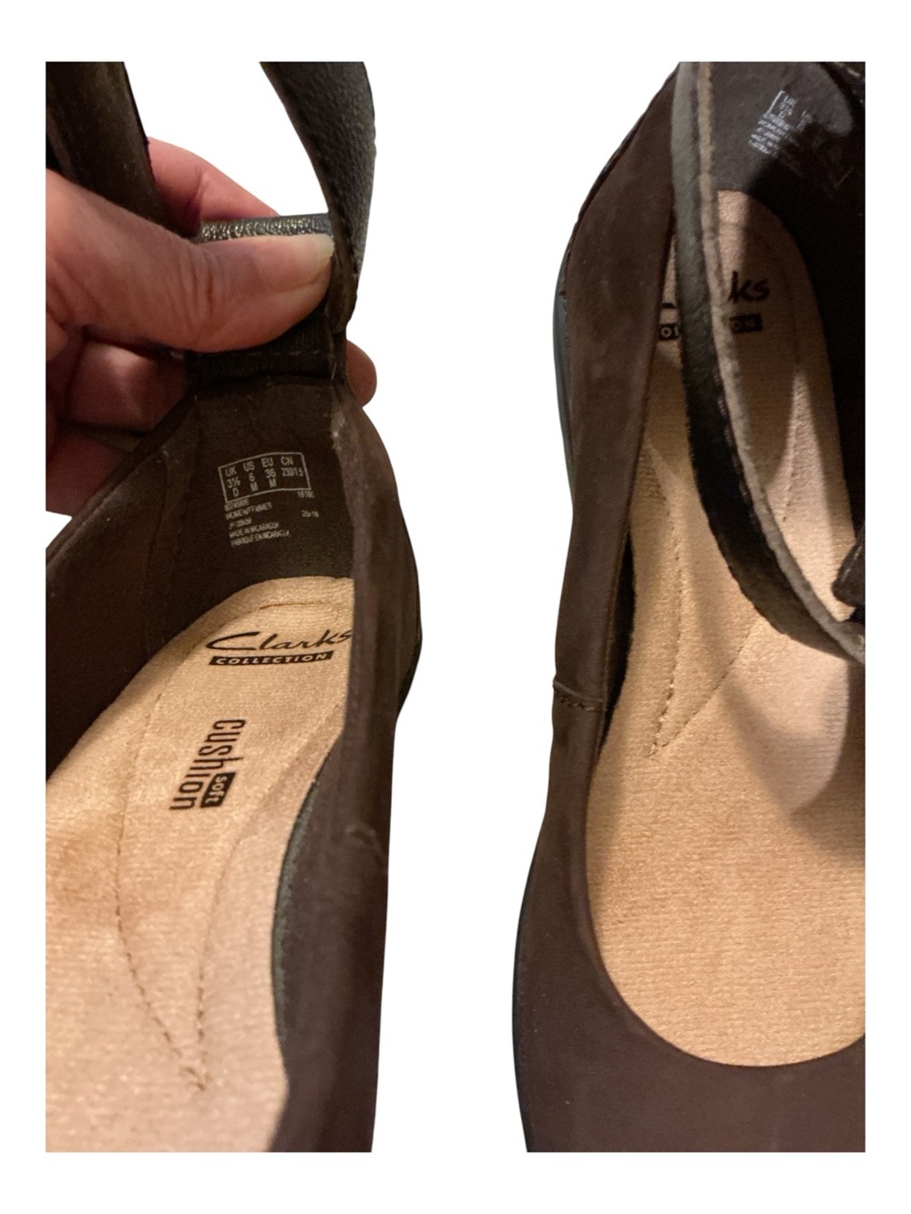 Clarks Dark Brown Suede Ankle-Strap Flats - Picture 6 of 7